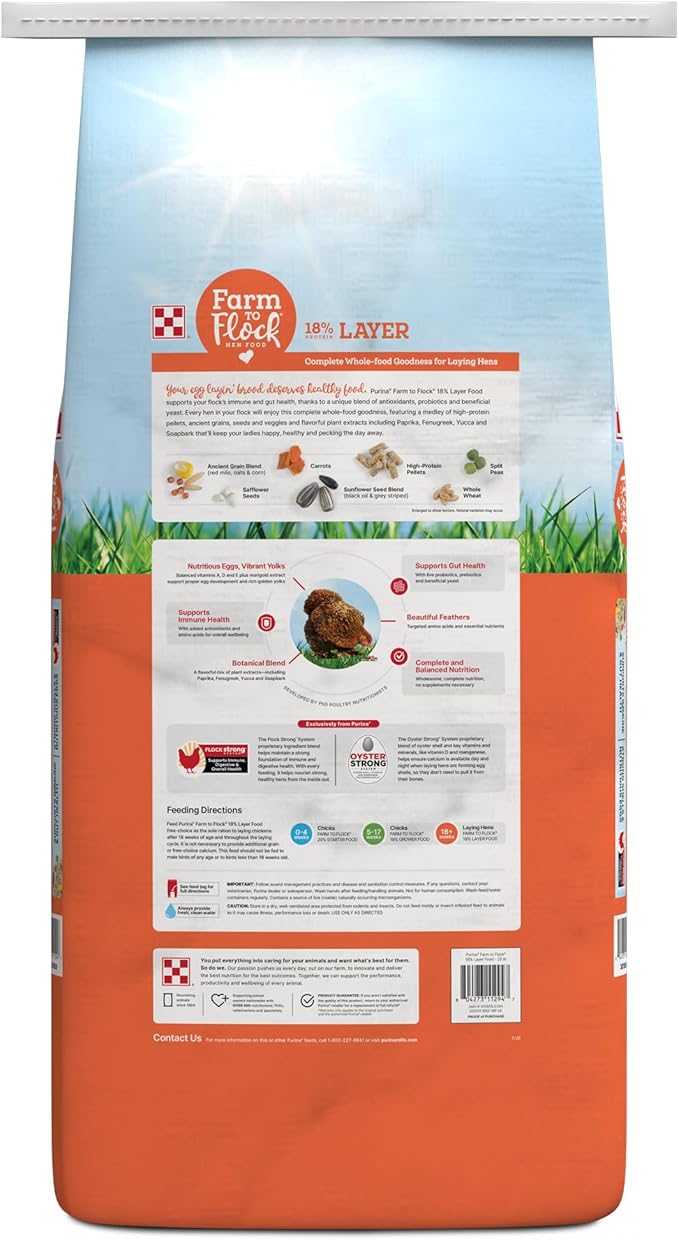 Purina® Farm to Flock™ 18% Layer Hen Food, 25 Pound Bag