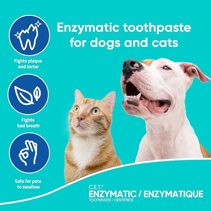 Virbac C.E.T.® Enzymatic Toothpaste| Tartar & Plaque Control for Fresh Breath | Pet Dental Care Toothpaste |Beef Flavor, 2.5 oz
