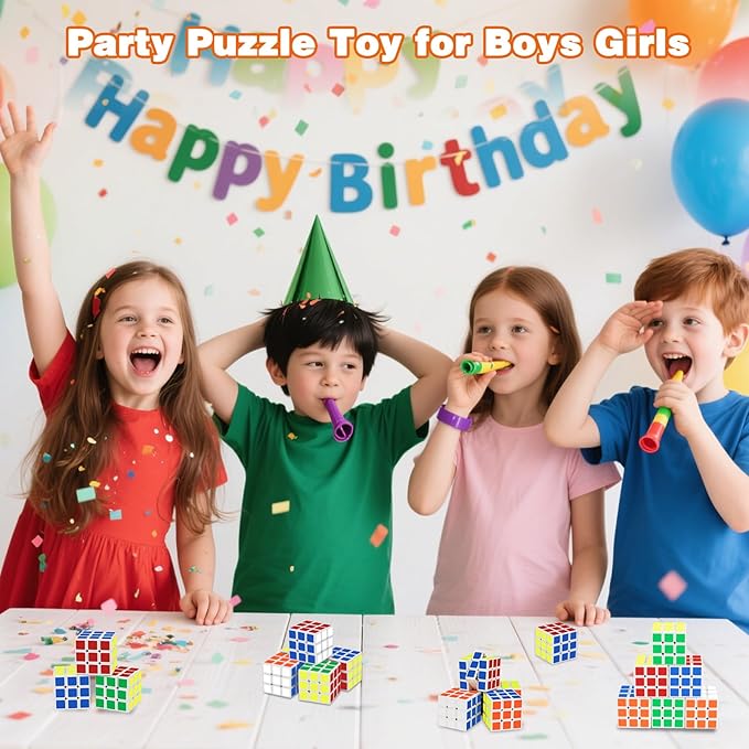 Mini Cube 48 Pack Magic Cube, Puzzle Party Favors for Kids Party Puzzle Game Toys Classroom Rewards & School Prize for Students, Stress Relief Toys Goody Bag Filler Birthday Easter Gift