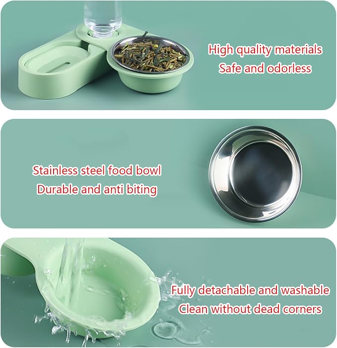Pets Automatic Feeders 18oz Water Dispenser Food Bowl Gravity-Fed Water Fountains for Small Animal Cat Rabbit Ferret