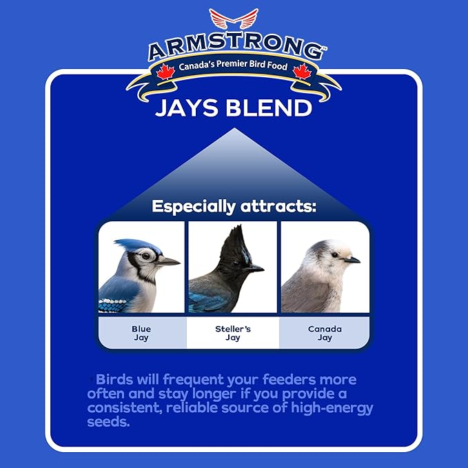 Armstrong Wild Bird Food Royal Jubilee Jays Blend, 16 Pounds (Pack of 2) - with Whole Corn, Striped Sunflower, Black Oil Sunflower and Peanuts for Blue Jays - Ideal for Outside Feeders