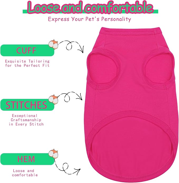 Paiaite Dog Clothes Fashionable Sleeveless Pet Vest: 'Little Miss Sassy' Printed Cotton Dog Shirt, Ideal for Small, Medium, and Large Breeds, Ensuring Comfort and Breathability Green XS