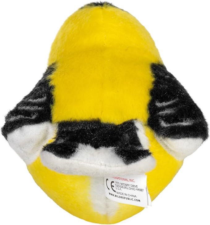 Wild Republic Audubon Birds American Goldfinch Plush with Authentic Bird Sound, Stuffed Animal, Bird Toys for Kids and Birders