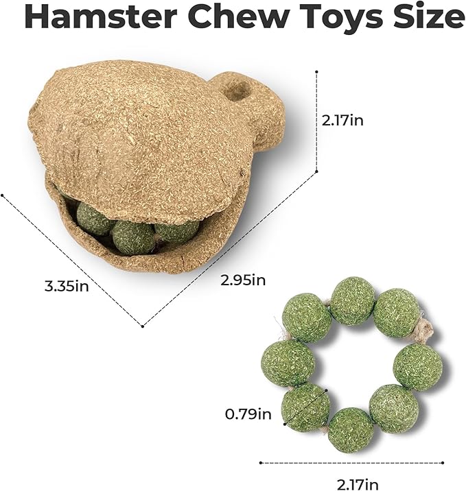 mini&moe Hamster Chew Toys for Teeth – Guinea Pig Chews Natural Edible Hamster Enrichment Toys Improve Dental Health Chinchilla Treats for Gerbils, Rat, Rabbit, Bunny