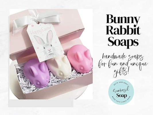 Sunbasil Soap Cute Bunny Rabbit Handmade Soap Gift Box Happy Easter Treat for all ages Made in USA