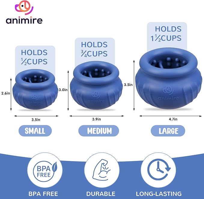 Wobbly Dog Enrichment Lick Toy, Stuffable Frozen Lick Bowl to Keep Dogs Busy, Long-Lasting Interactive Treat Dispensing Dog Toy, Silicone Fetch Catch Chew Toy(Dark Blue,S)