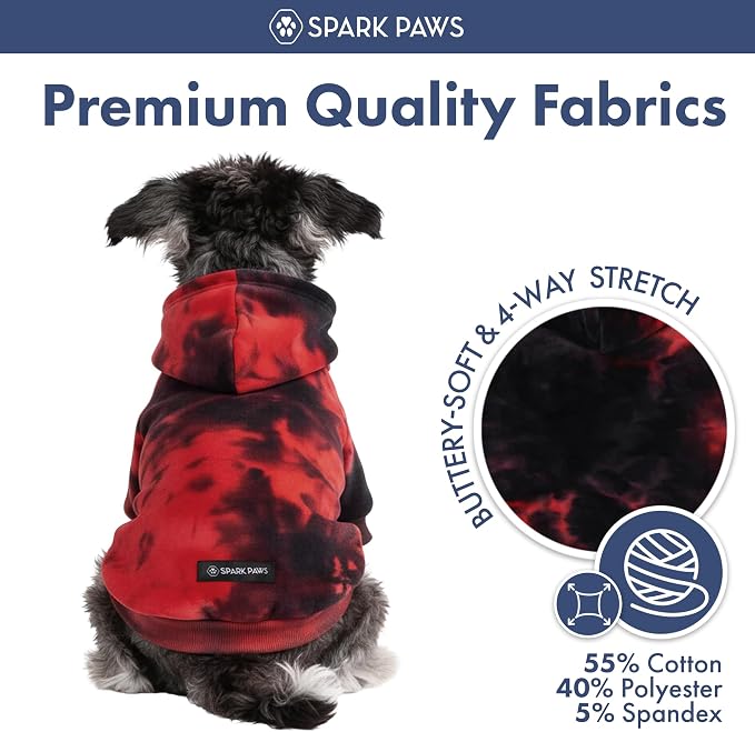 Spark Paws Dog Hoodie – Premium Dog Sweater for Small, Medium, and Large Dogs | Warm Outfits for French Bulldogs, Pitbull, Puppy, Winter Jacket Alternative - Red & Black - 5XL