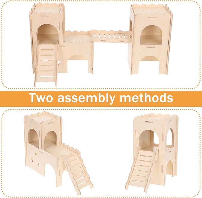 Foxtell 11 Pcs Hamster Cage Accessories, Hamster Toys Set, Hamster Hideout, Hamster Wheel for Rat Mice Small Animals Habitat (Fun Interactive Style)
