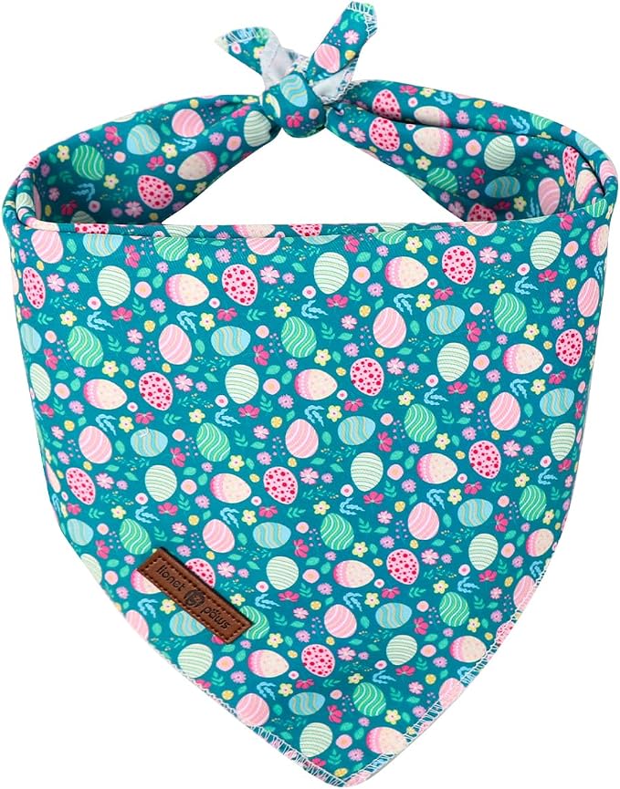 Lionet Paws Easter Dog Bandana for Small Medium Dogs,Green Dog Kerchief Eggs Dogs Triangle Bibs Scarf for Girl or Boy