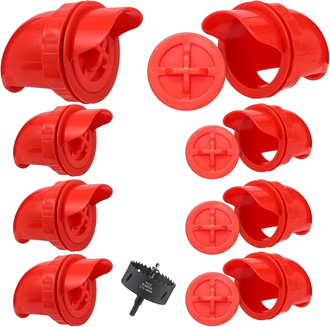 8-Pack DIY Automatic Chicken Feeder Ports, No Waste Poultry Feeder Kit for Buckets & Bins, Waterproof Feeding Cups for Chickens Ducks & Other Poultry, with Hole Opener Tool