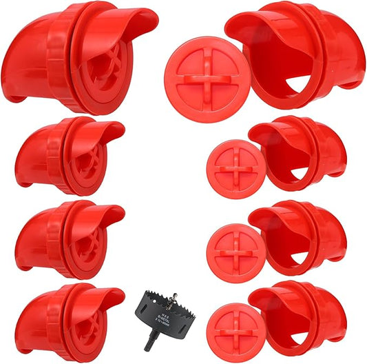 8-Pack DIY Automatic Chicken Feeder Ports, No Waste Poultry Feeder Kit for Buckets & Bins, Waterproof Feeding Cups for Chickens Ducks & Other Poultry, with Hole Opener Tool