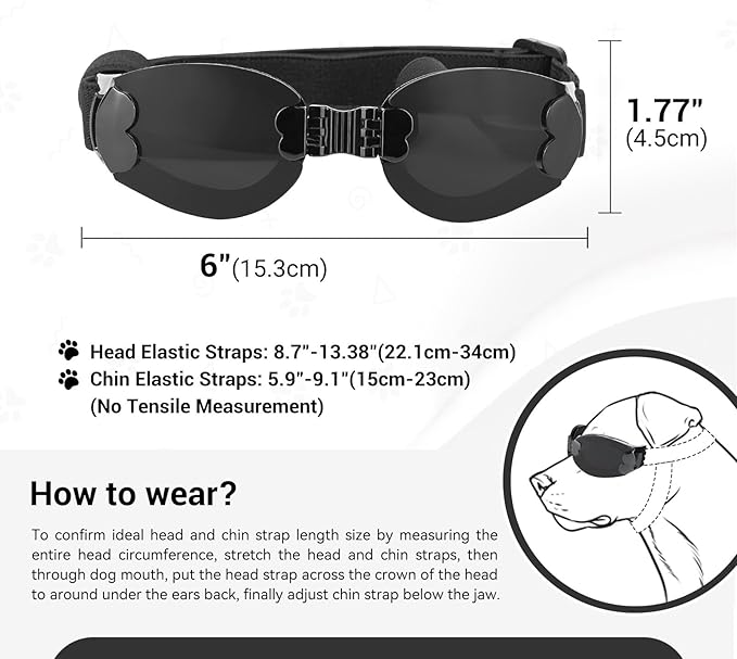 Dog Goggles Large Breeds, UV Protection Dog Sunglasses, Outdoor Activities Hiking/Camping Windproof Adjustable Doggy Glasses for Medium to Large Pet Eyewear