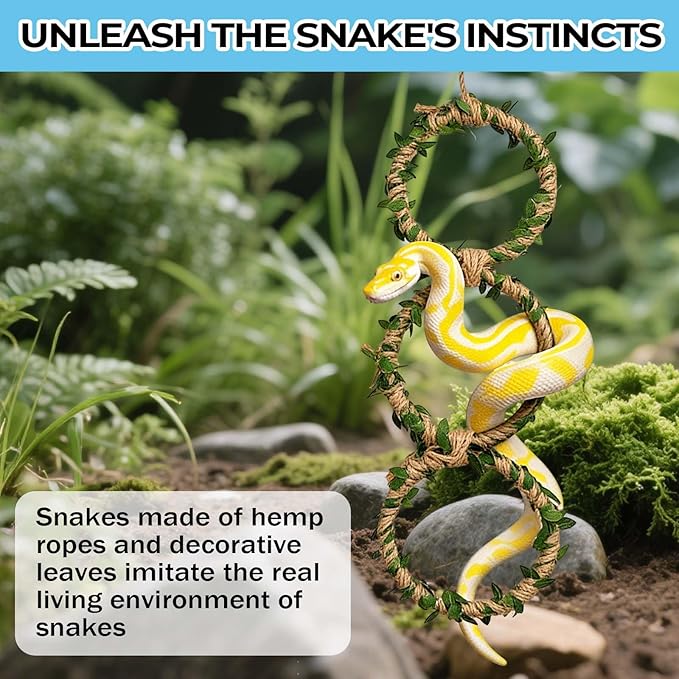 2 Pack Snake Climbing Rings for Ball Python & Corn Snake,Reptile Enrichment Toys for Snake,Ball Python Tank Decor,Reptile Tank Accessories for Bearded Dragon,Chameleon, Iguana, Gecko, Lizard (Green)