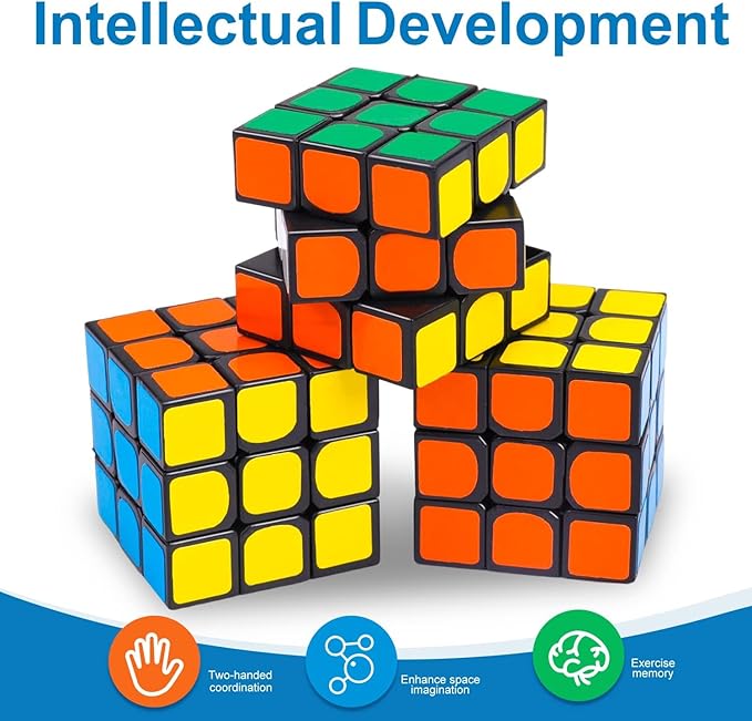 24 Pack Mini 3x3 Cube Puzzle, 1.18 Inch Small Twisty Brain Teaser, Pocket Size Magic Cube Toy for Kids, School Rewards & Classroom Prizes, Birthday Party Favors