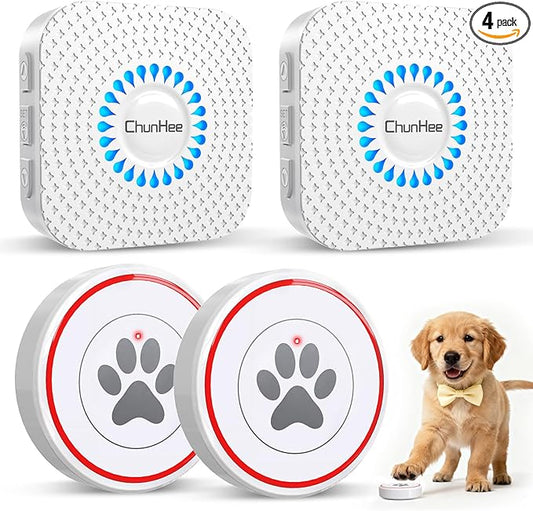 ChunHee Dog Door Bell for Potty Training – Wireless Doggie Doorbell to Go Outside, 1.6in Touch Surface, Easy for Puppy & Adult Dogs, IP55 Waterproof, 500FT Range, 55 Ringtones, Adjustable Volume