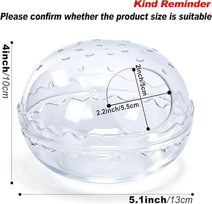 Hamsters Bathtub Box,Hamster Bathroom,dust Bath for Hamster,Hamster Sand Bath Container,Hamster Bath,Hamster Bathing Bowl,Transparent Toilet for for Hamster Cage Accessories (5.5x5.5x4 inch)