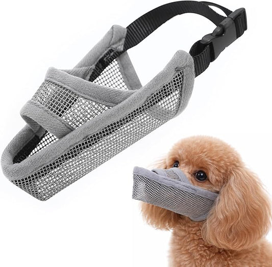 Crazy Felix Nylon Dog Muzzle for Small Medium Large Dogs Dachshund Beagle Poodle Labrador, Air Mesh Breathable and Drinkable Pet Mouth Guard for Anti-Biting Chewing Scavenging(XXXS, Grey)