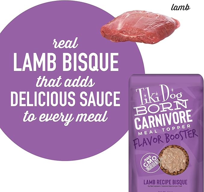 Tiki Dog Born Carnivore Dog - Dog Treats - Bisque - Lamb - 1.5 oz Pouch
