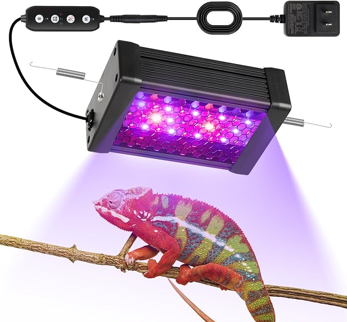 HNRLOY UVB Reptile Light, 9W UVA UVB Dimmable LED Reptile Lamp for Bearded Dragon, Chameleon, Turtles, Gecko, Snake, Lizard, Adjustable 6/10/12H Timer, Dimmable with 3 Lighting Modes