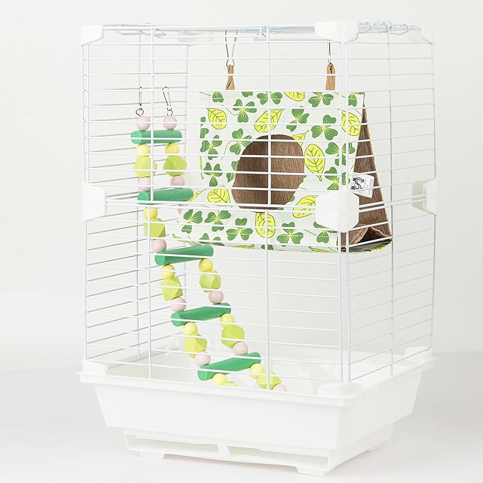 Bird Hut Parrot Bed Hanging Hammock Tent, Summer Breathable Bird Nest Snuggle Hut for Budgerigar, Parakeet, Conure, Cockatiel, Mynah, Love Birds, Finches (Yellow, M)