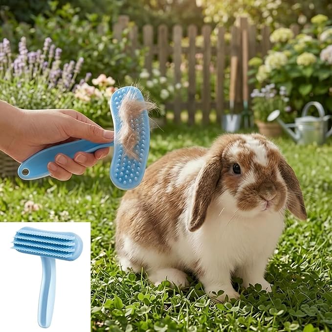 4-Piece Grooming Set Rabbit Brush, Bunny Brush and Guinea Pig Brushes, Soft Silicone Brushes for Small Pets Daily Grooming and Shedding Control,Handles with Ergonomic Design for Sensitive Animals