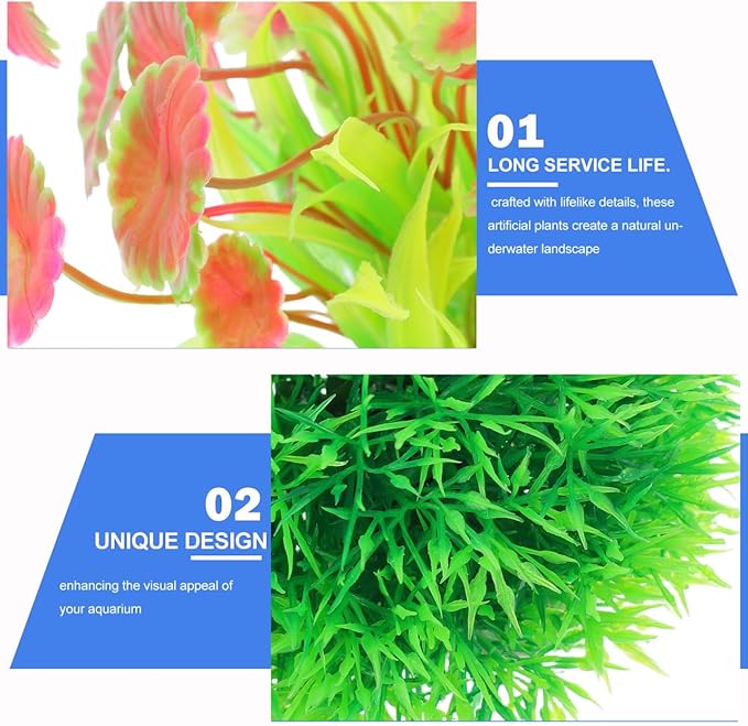Toyvian Aquarium Decorations Set, 13piece Lifelike Artificial Aquatic Plants with Realistic Rock Cave Hideout Fish Tank Accessories Kit for Goldfish and Tropical Fish