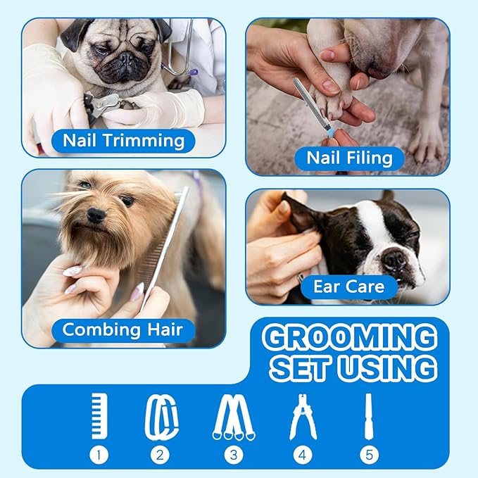 Supet Dog Grooming Hammock for Large Dogs, Dog Hanging Harness for Nail Trimming Doorframe, Pet Holder Restraint for Clipping Nails, Pet Hoist Sling for Cutting Nails at Home (Blue XL)