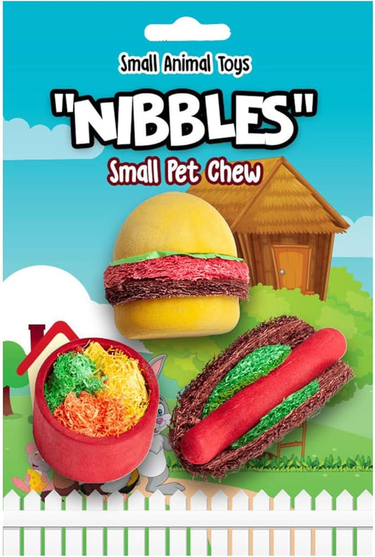 A&E Cage Co NB053 Summer Cookout Small Animal Chew Toys – Wood & Loofah Chews for Hamsters, Gerbils, Mice & Rats – Natural Boredom Breaker Toy Set for Small Pets