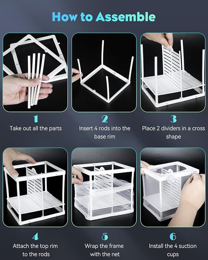 Pawfly Fish Tank Breeder Net Aquarium Fish Breeder Box with Nylon Mesh & Suction Cups Separation Net Small Fish Fry Hatchery Incubator Hatching Box for Baby Fish Shrimp Betta