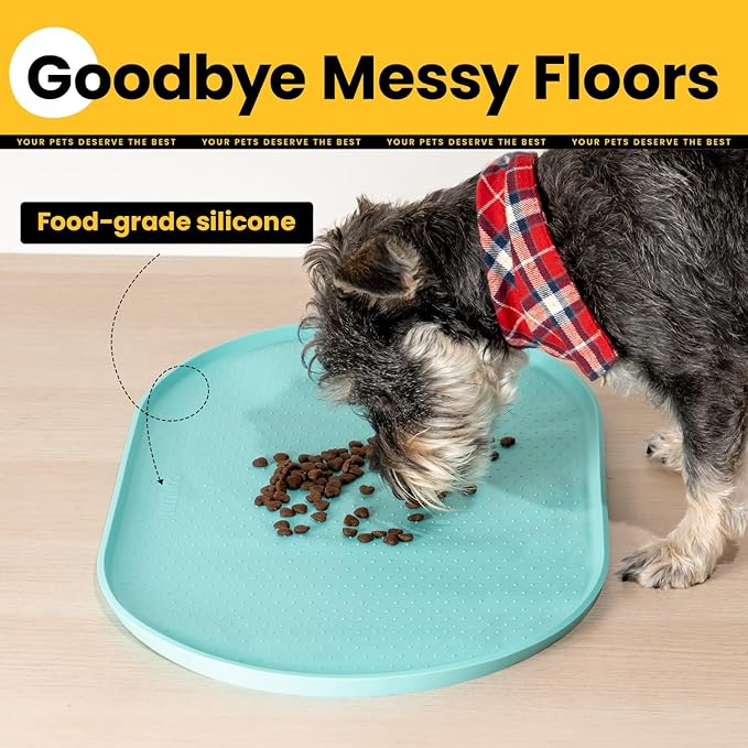 Conlun Dog Food Mat,Raised Edges Pet Food Mats for Spill Containment,BPA-Free Silicone Cat Dog Feeding Mat for Floor Waterproof,Rubber Pet Placemats for Food and Water Bowls 1/2 Inch