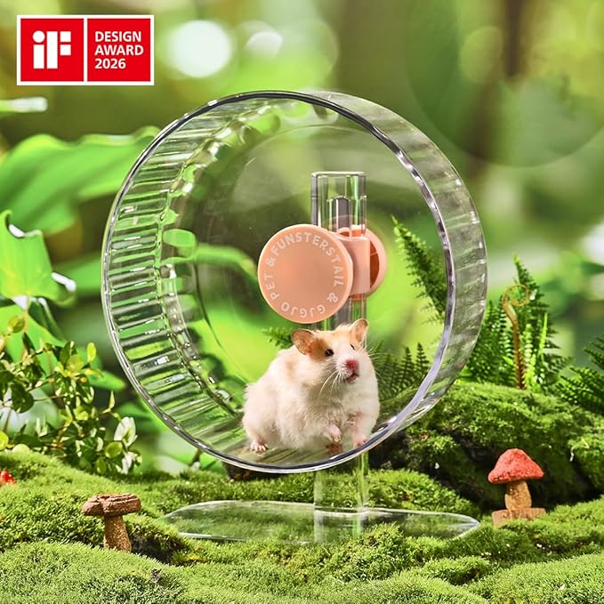 Super Silent Hamster Wheel 8.7 Inch, Magnetic Large Rat Wheel for Chinchilla, Gerbil, Guinea Pig, Cat, Mouse, Sugar Glider and Dwarf, Syrian Hamster Accessories (Peach Pink)