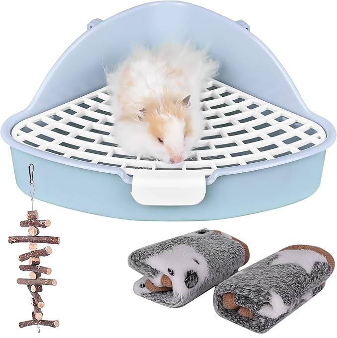 RUBYHOME Triangle Potty Trainer Corner Litter Bedding Box Pet Pan for Baby Rabbit, Chinchillas, Small Guinea Pigs, Ferret, Galesaur