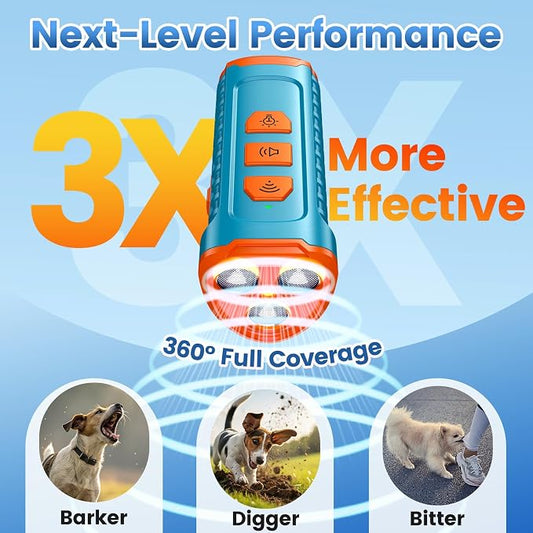 Cbersmg 3X Ultrasonic to Stop Barking Neighbors Dog, Portable Anti Barking Device Dog Bark Deterrent Device 50ft Range 5 Modes, Flashlight & Beep Safe & Effective for Small, Medium & Large Dogs