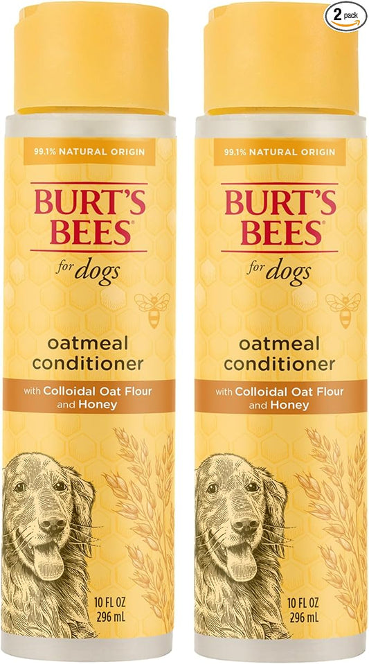 BURT'S BEES FOR PETS Oatmeal Dog Conditioner with Colloidal Oat Flour and Honey, Moisturizes and Softens Dry Dog Coats, pH Balanced and Fragrance-Free, 95% Natural Origin, 10 Fl Oz - 2 Pack