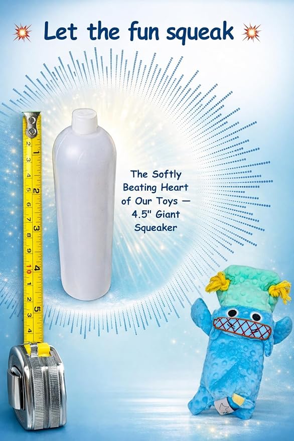 4 in 1 No Stuffing Dog Toy with Squeaker, Ropes & Surprise Play Item inside for Small Medium Large Breeds - Interactive Tug Dog Toy - Great for Cuddling, Playing and Fetch, Soft Blue Plush Hippo