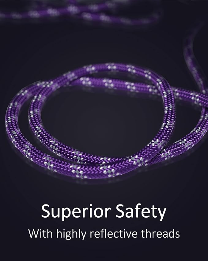 Long Dog Leash for Dog Training 20FT, Heavy Duty Dog Lead for Large Medium Small Dogs Outside Walking, Playing, Camping, or Yard, Purple