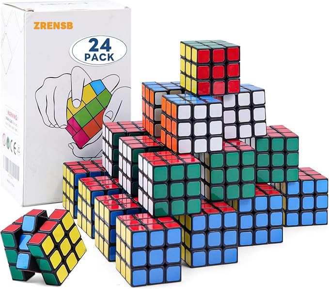 12 Pack Mini 3x3 Cube Puzzle, 1.18 Inch Small Twisty Brain Teaser, Pocket Size Magic Cube Toy for Kids, School Rewards & Classroom Prizes, Birthday Party Favors