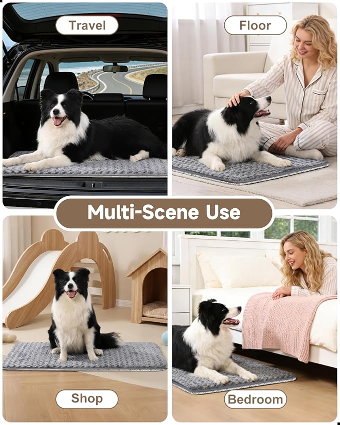 XXL Dog Bed for Crate High Resilience Foam Crate Pad Mat for Large Dogs Washable Anti-Slip,47" x 29",Dark Gray