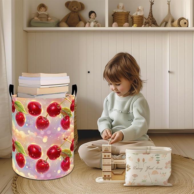 Cute Bunny Laundry Basket Hamper 19.7"x15.8", Pink Rabbit Foldable Waterproof Oxford Clothes Storage Bucket for Room Bathroom Bedroom Nursery Decor, Toy Organizer Bins Gifts for Kids Boys Girls