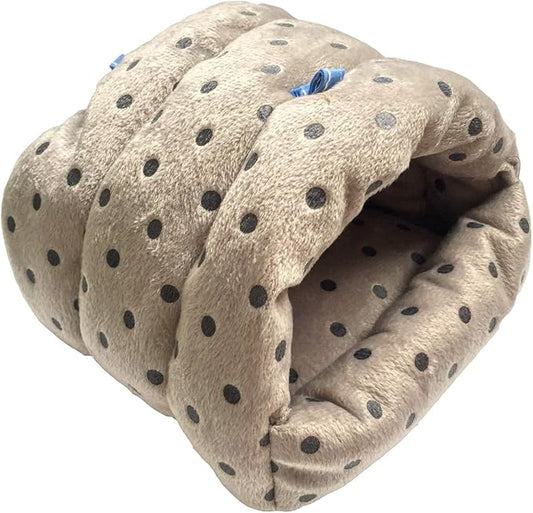 WOWOWMEOW Guinea Pig Cave Bed Small Animals Warm Cage Hanging Bed for Rat, Chinchilla, Hedgehog, Rabbit (M, Dot-Grey)
