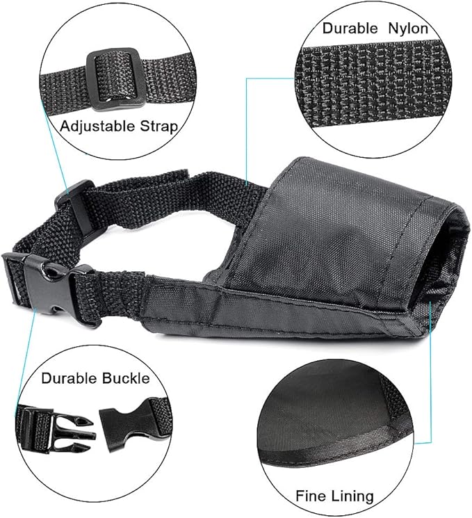 5Pcs/Set Adjustable Breathable Safety Small Medium Large Extra Dog Muzzles for Anti-Biting Anti-Barking Anti-Chewing Safety Protection(Black)