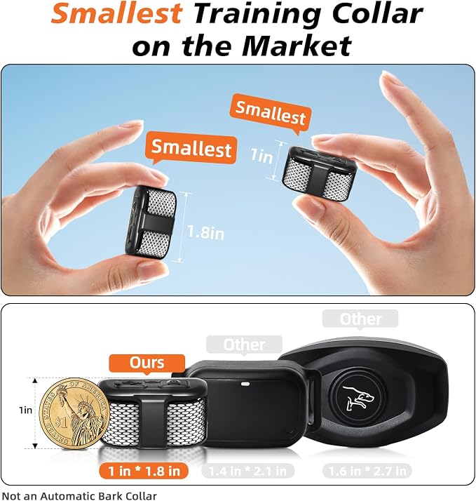 Ultra Compact Dog Shock Collar, Lightest Dog Training Collar with Remote for Small Dogs 5-30lbs & Medium Dogs/Puppies, Waterproof, Rechargeable, 1300ft Range (White Black Dot&Small)