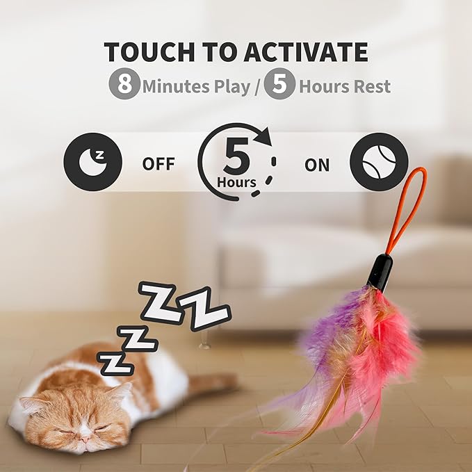 Interactive Cat Toys for Indoor Cats, Automatic Hanging Cat Toys Door Frame & Doorway, with Feather Mouse String Wand Cat Enrichment Toys, Safe Self Play for Bored Multi Cats Households