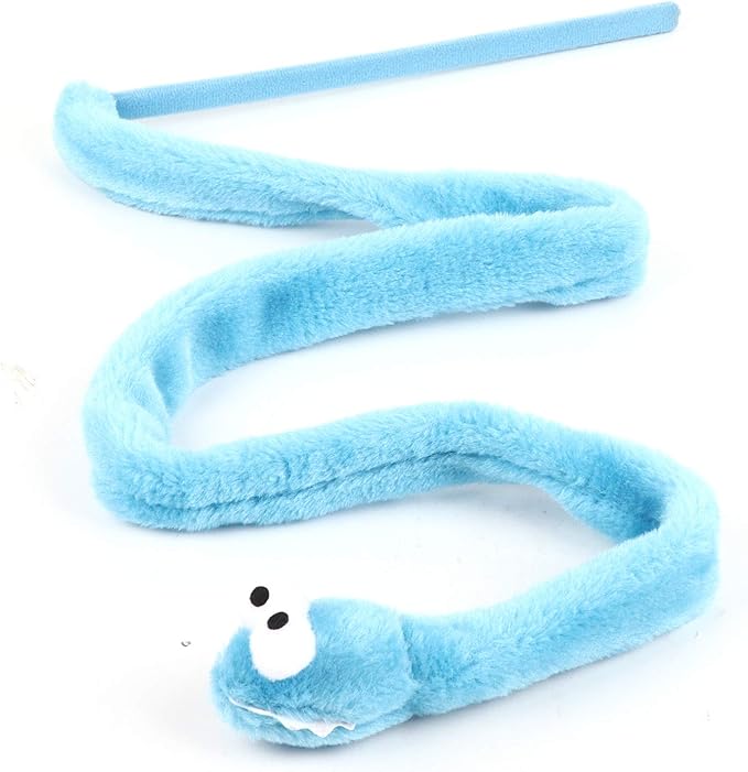 Cat Toy Snake, Serpentine Mint Cat Teasing Stick Enhance Bond with Cats, Pet Stress Relief and Interactive Toys (Blue)