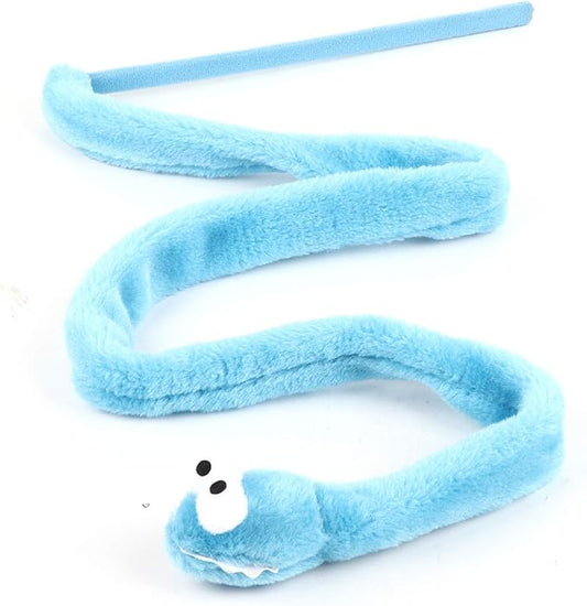 Cat Toy Snake, Serpentine Mint Cat Teasing Stick Enhance Bond with Cats, Pet Stress Relief and Interactive Toys (Blue)