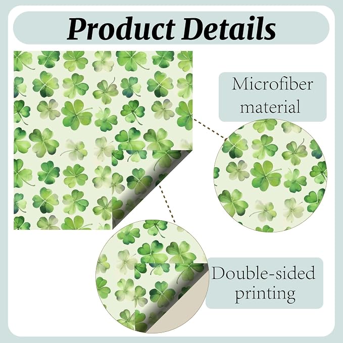 CREATCABIN 6Pcs Glasses Cleaning Cloth Green Microfiber Cleaning Cloths Clover Glasses Cleaner Wipes Soft Microfiber Reusable for Easter Eyeglasses Camera Lens Laptops Screens Phone 6 x 6 Inch