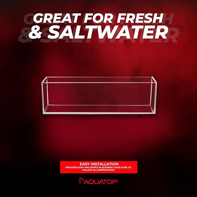 Aquatop High Clarity Glass Aquarium, Bookshelf Style 12 gal Fish Tank, 35.4 in x 8.25 in x 9.5 in, HCA-12G
