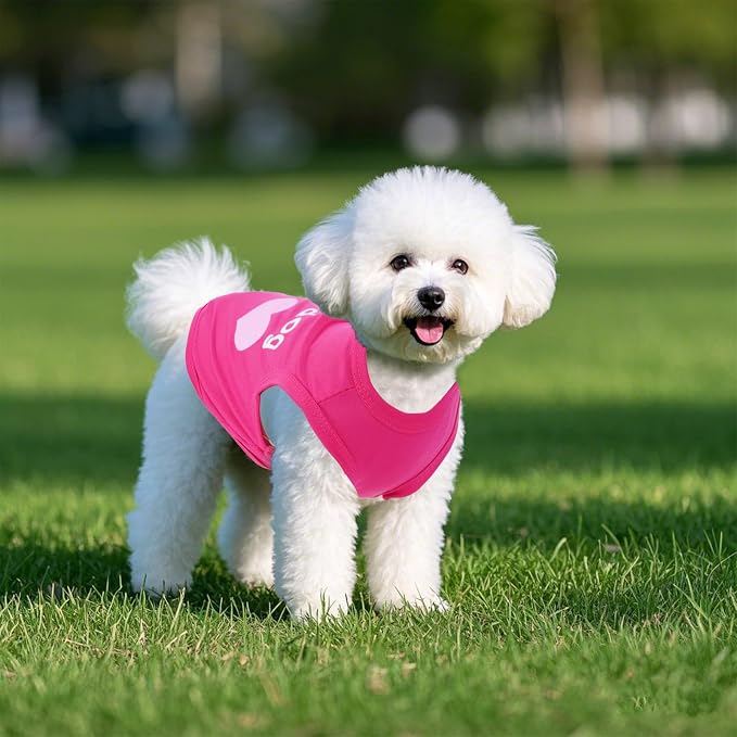 Pistha 4 Pack Dog Shirts Summer Printed Puppy Clothes Cute Sleeveless Pet T Shirts Dog Clothes for Small Medium Dogs Cats Girl(M)