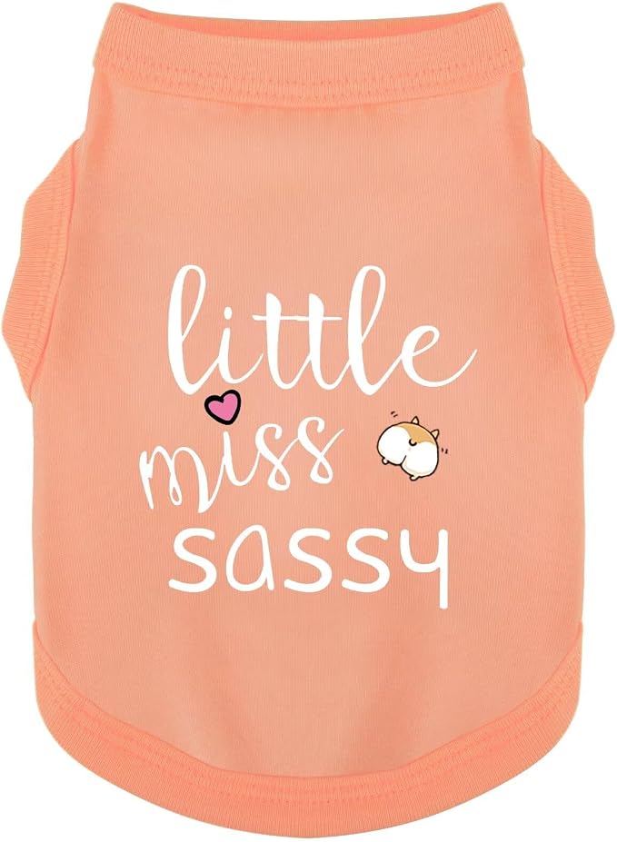Paiaite Dog Clothes Fashionable Sleeveless Pet Vest: 'Little Miss Sassy' Printed Cotton Dog Shirt, Ideal for Small, Medium, and Large Breeds, Ensuring Comfort and Breathability Orange Pink XL
