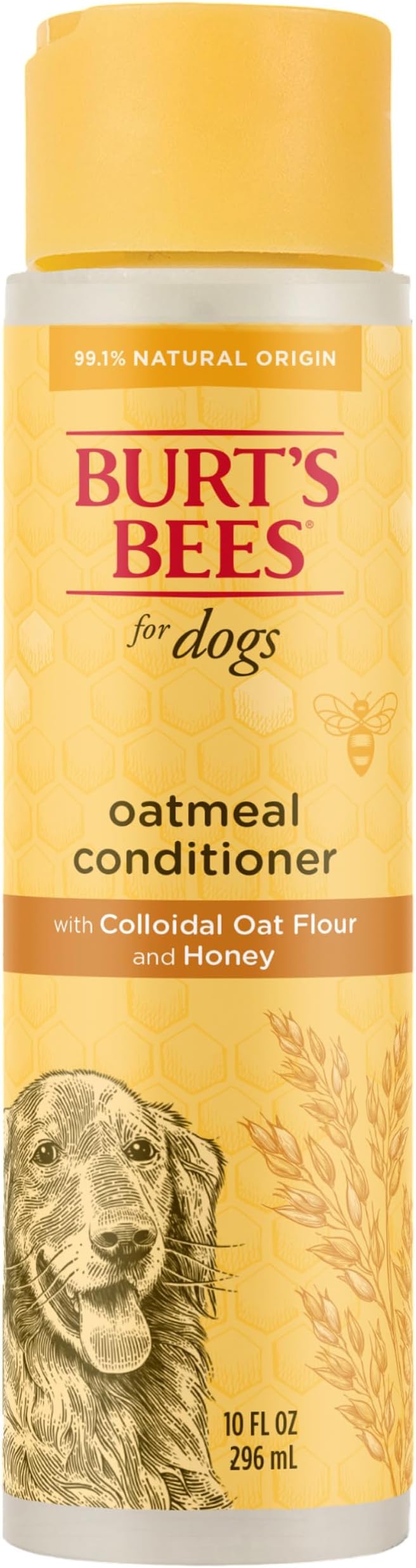Burt's Bees for Pets Oatmeal Dog Conditioner with Colloidal Oat Flour and Honey, Moisturizes and Softens Dry Dog Coats, pH Balanced and Fragrance-Free, 95% Natural Origin, 10 Fl Oz